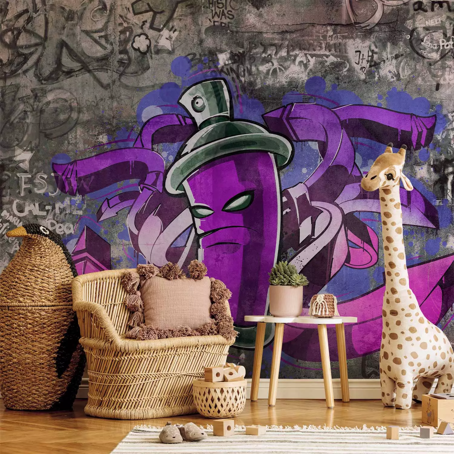 Photo Wallpaper Spray Paint Can for Graffiti Street Art with Purple - Main Image
