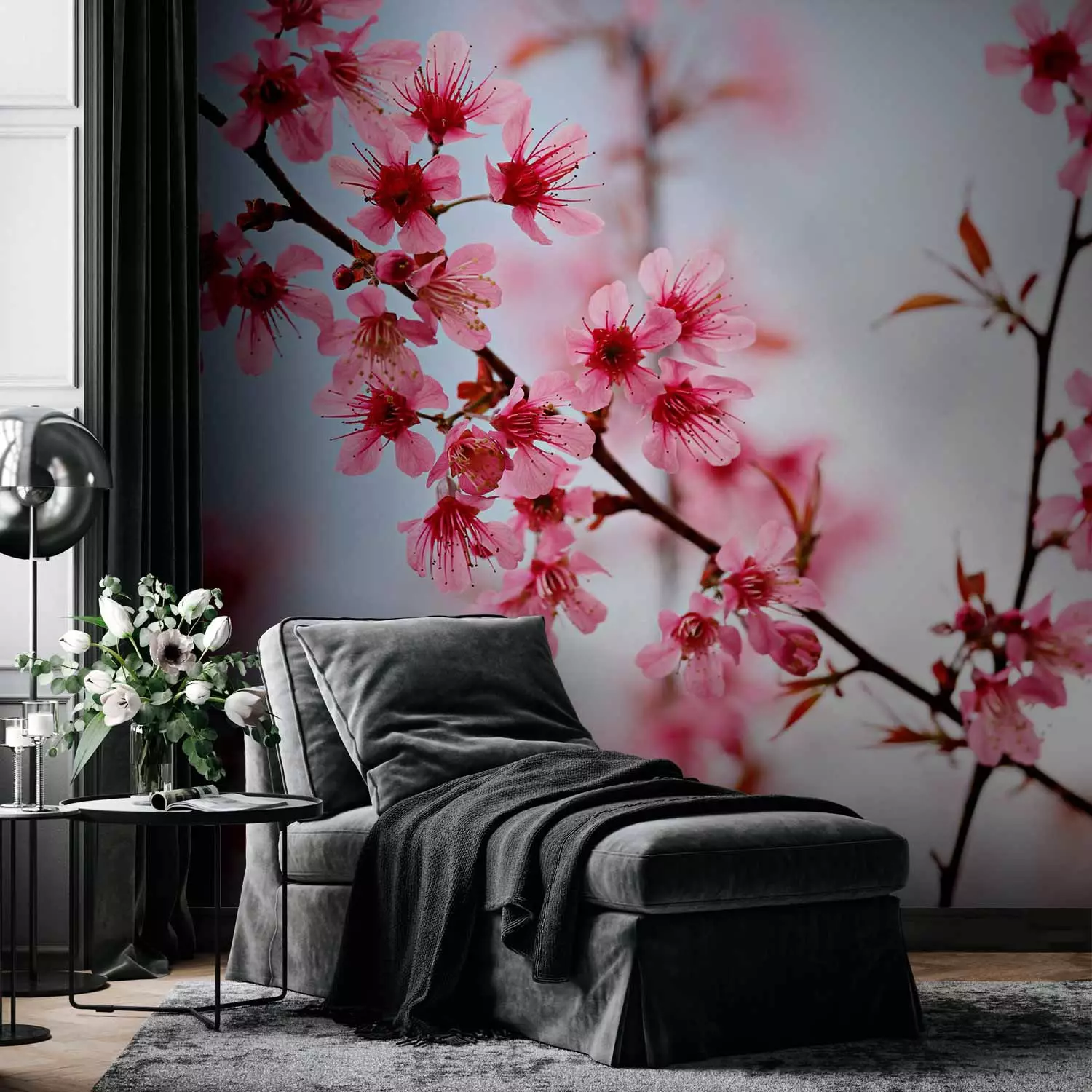 背景ボード　GOTHIC ROOM 〜FLOWER Black Mysterious Gothic Flower Wallpaper