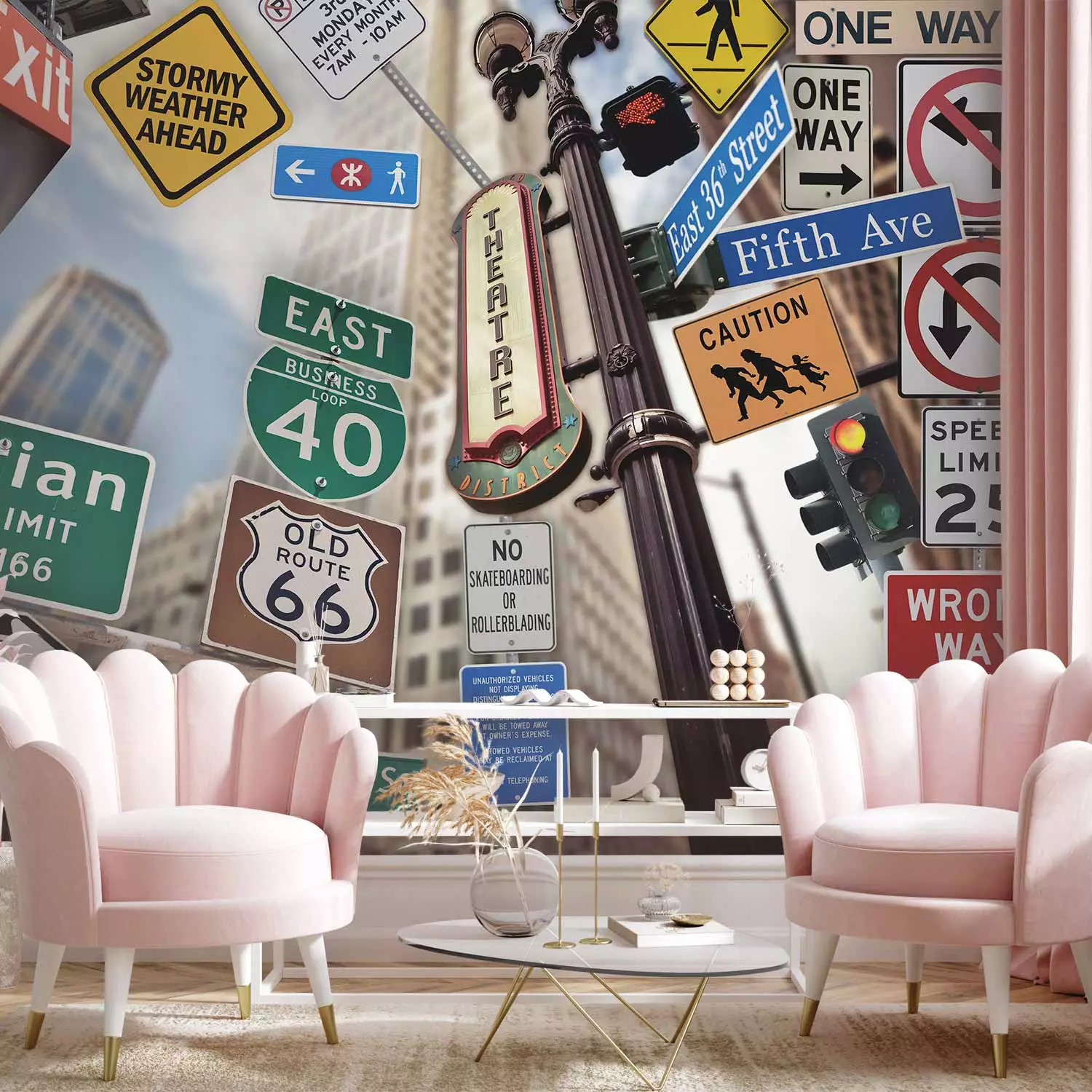 Photo Wallpaper New York Signs - Street Art with Road Signs from New York