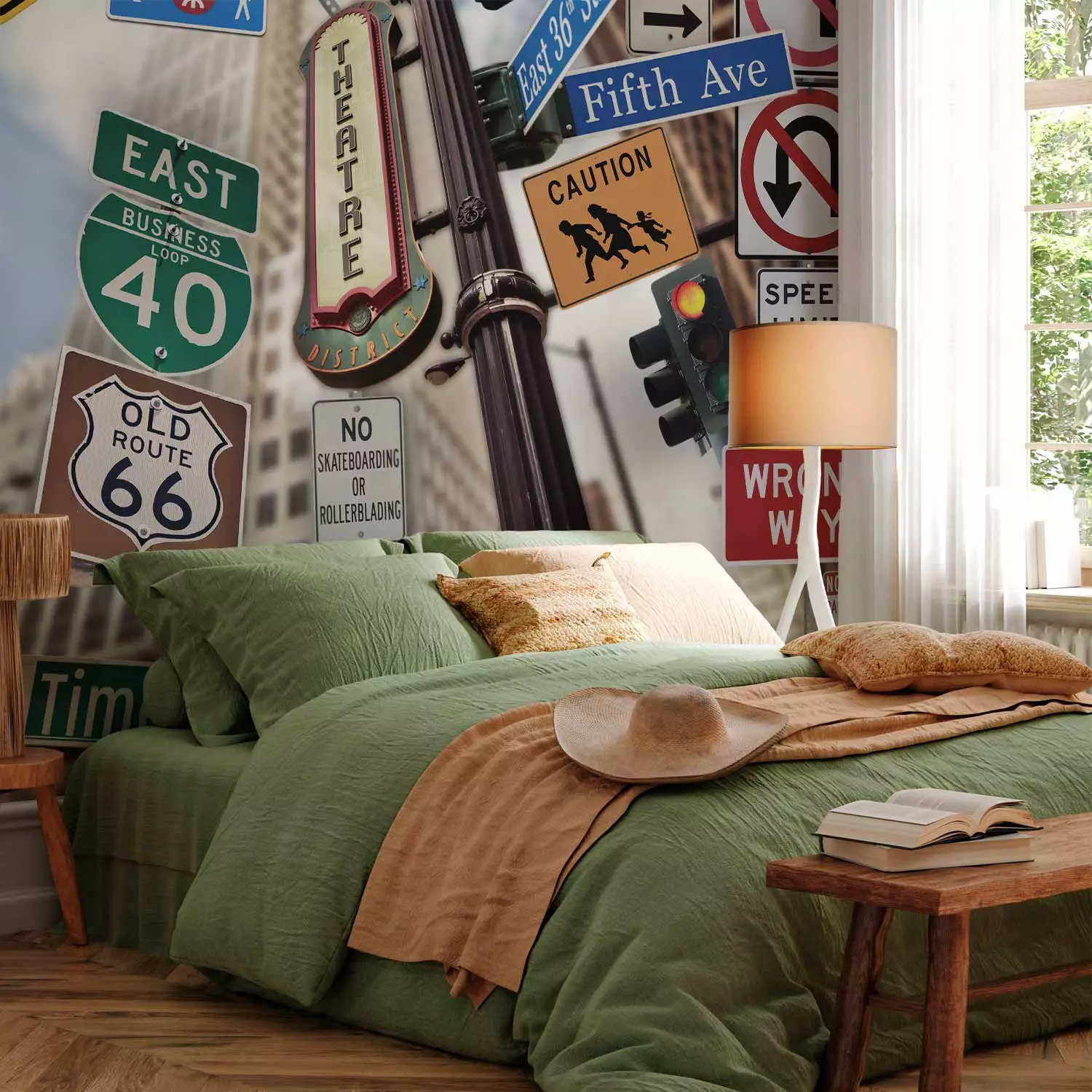 Photo Wallpaper New York Signs - Street Art with Road Signs from New York