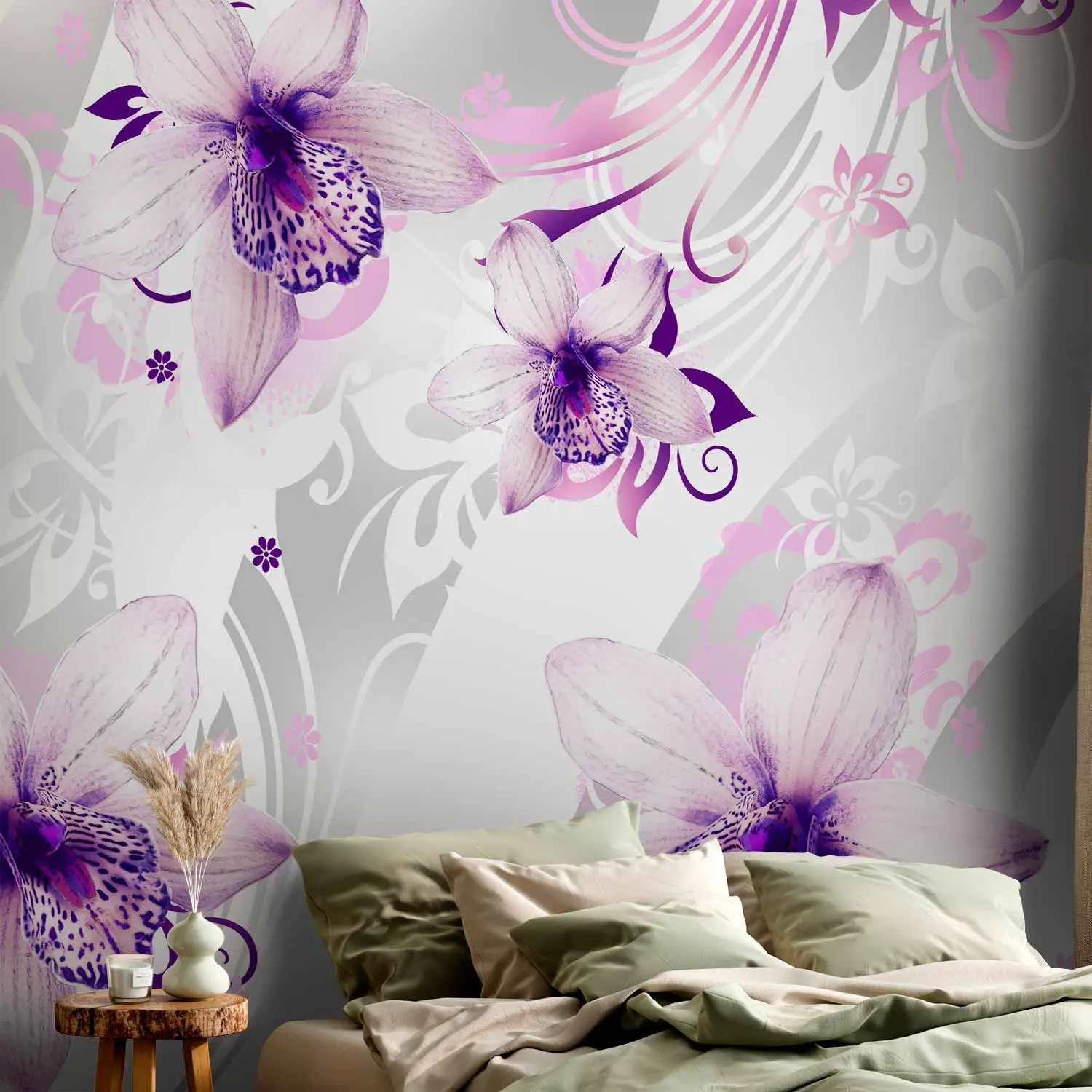 purple flower bedroom wallpaper