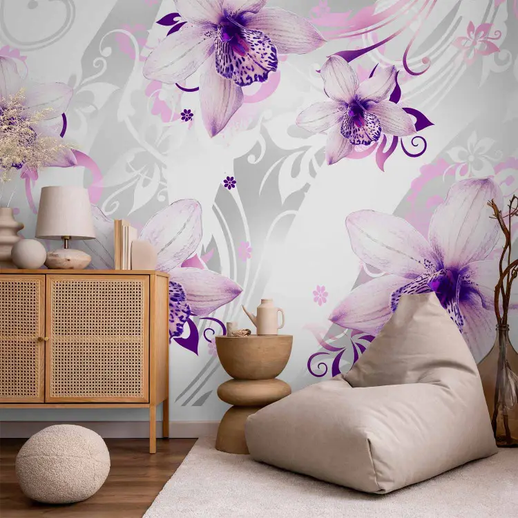Wall Mural Nature - Purple Shades of Flowers on a Background with