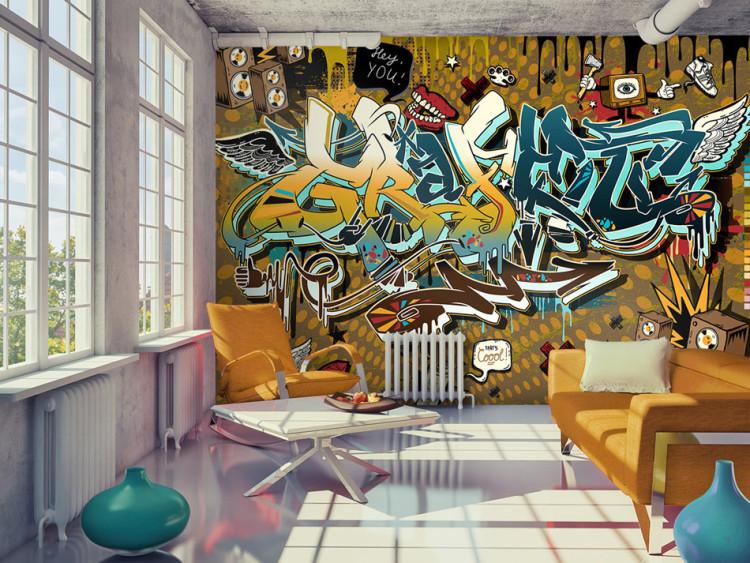 Wall Mural Cool! - Mural with Colorful Texts and Drawings in Street Art Style