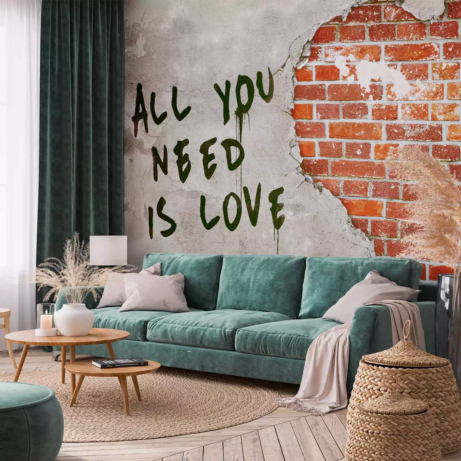 Wall Mural Love is all you need - Artistic Mural with Text and Love Motif