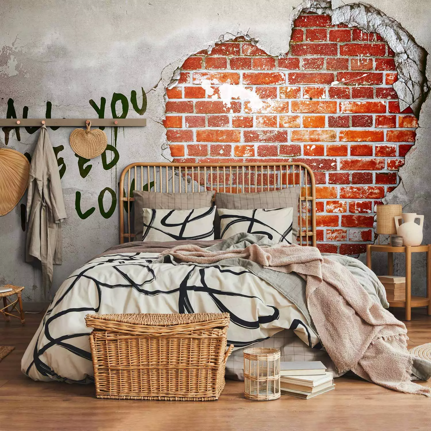 Wall Mural Love is all you need - Artistic Mural with Text and Love Motif