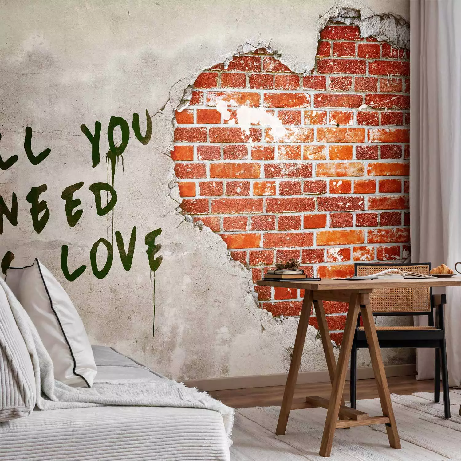 Wall Mural Love is all you need - Artistic Mural with Text and Love Motif