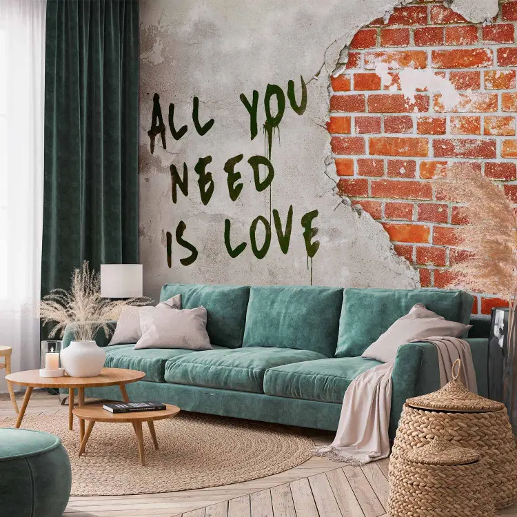 Wall Mural Love is all you need - Artistic Mural with Text and