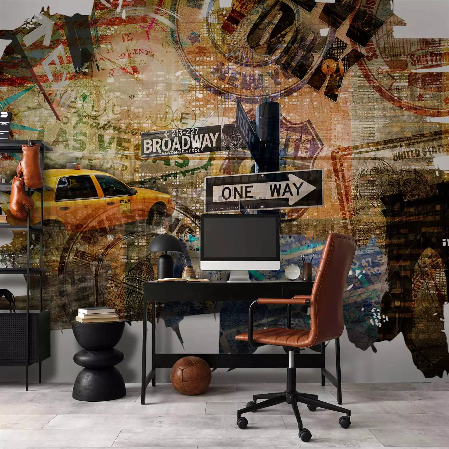 Wall Mural Street Art USA - New York in the Form of Urban Collage on a White Background