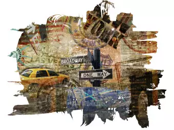 Wall Mural Street Art USA - New York in the Form of Urban Collage on a White Background Wallpaper Cropper