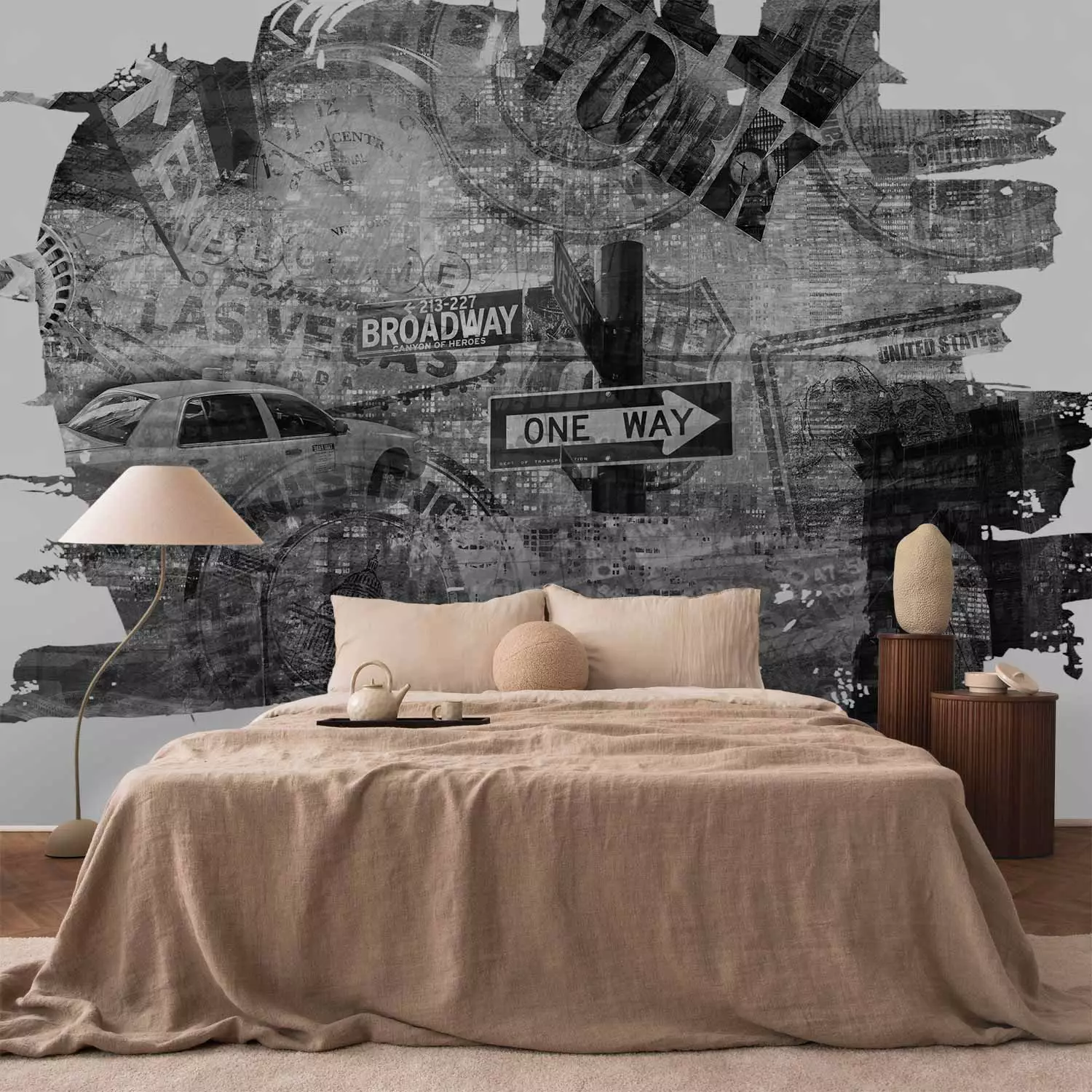 Photo Wallpaper Black-and-white New York collage