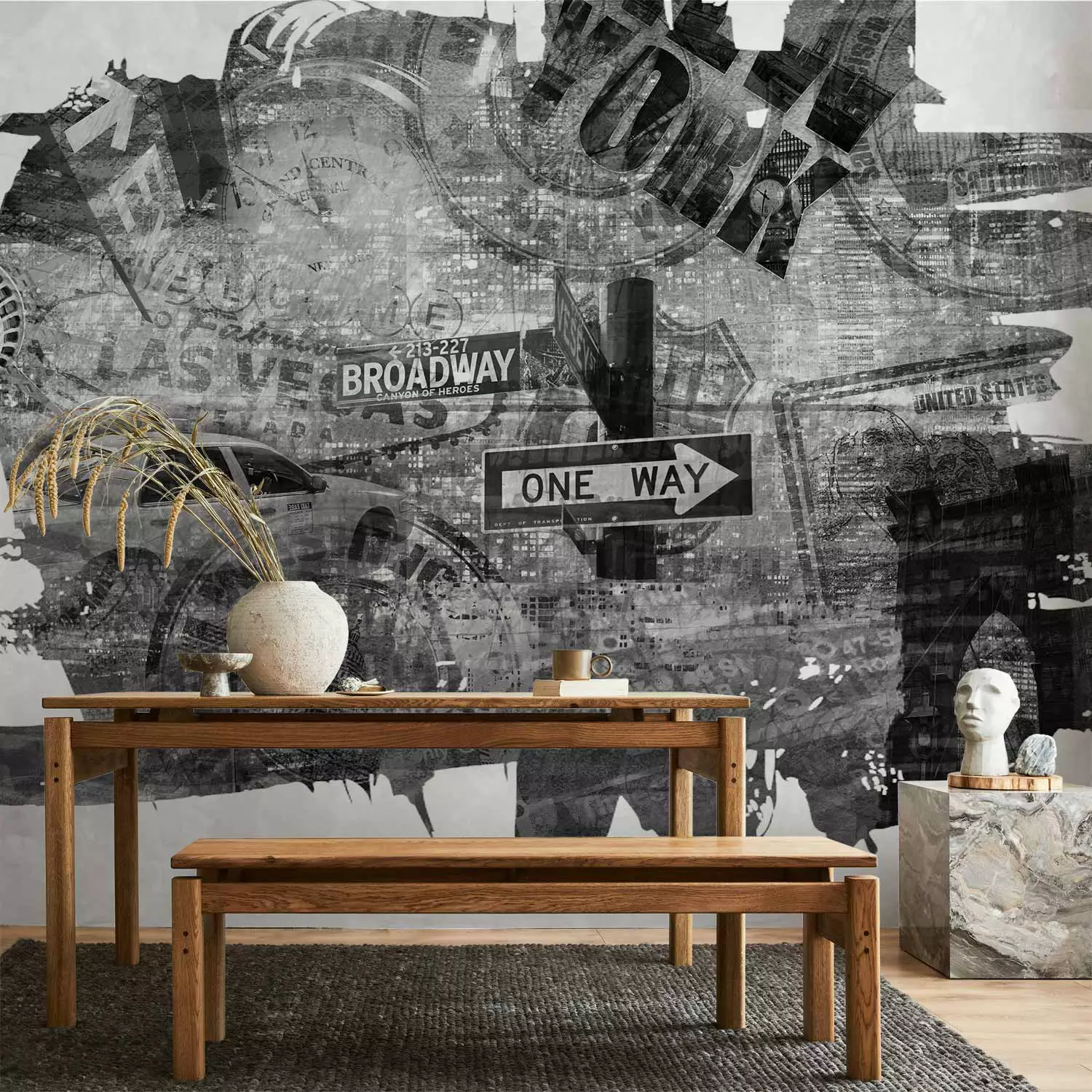 Photo Wallpaper Black-and-white New York collage