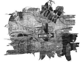 Photo Wallpaper Black-and-white New York collage Wallpaper Cropper