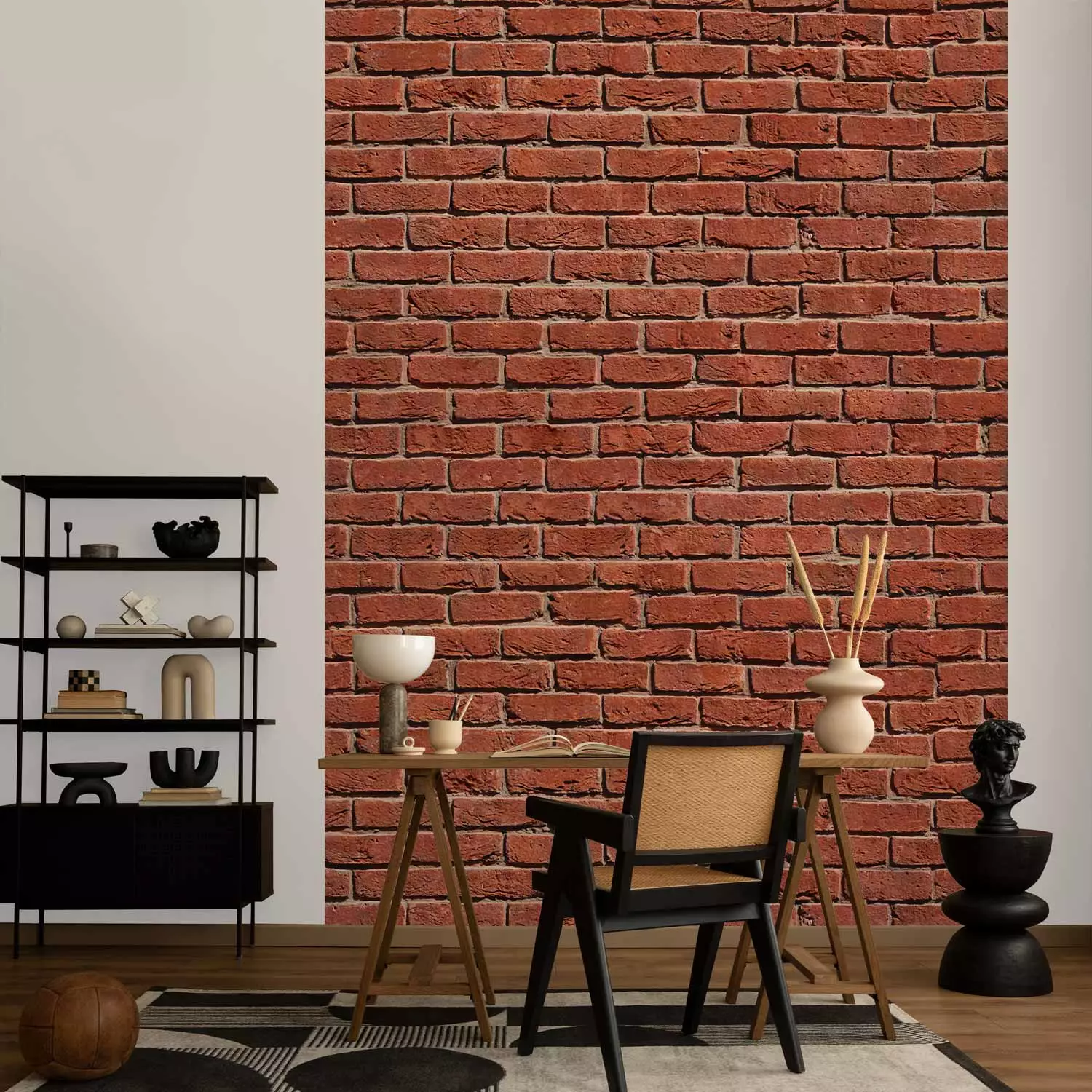 Photo Wallpaper Red brick - red pattern imitating an old brick