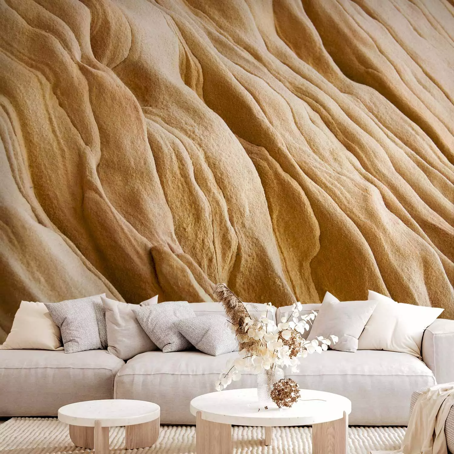 Wall Mural Grand Canyon Sandstone - Wave Pattern Background in Light Color