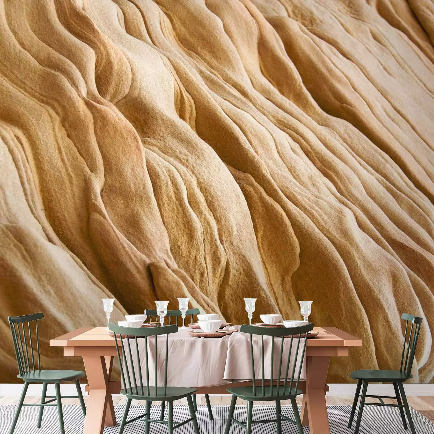 Wall Mural Grand Canyon Sandstone - Wave Pattern Background in Light Color