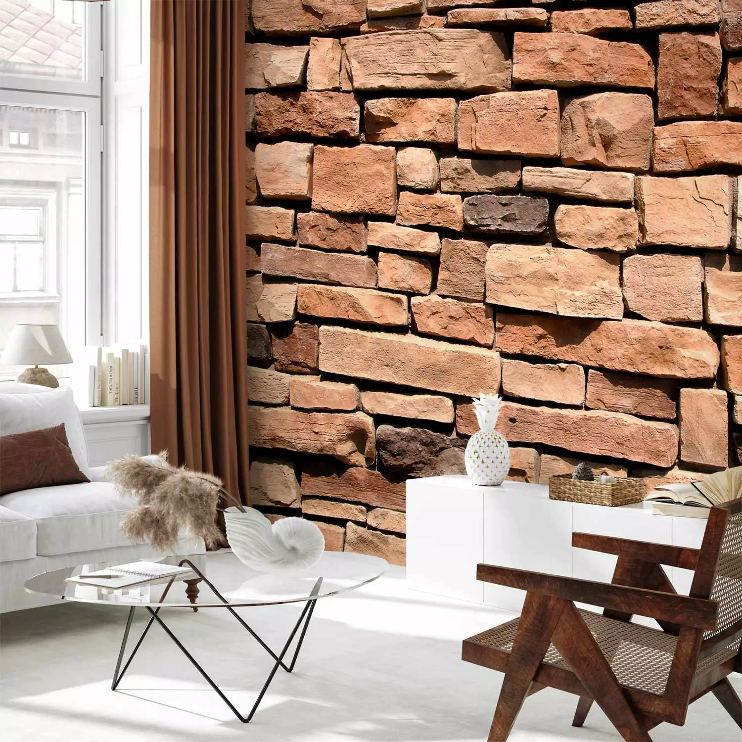 Photo Wallpaper Uneven Brick - Background with Uneven Brick Wall ...