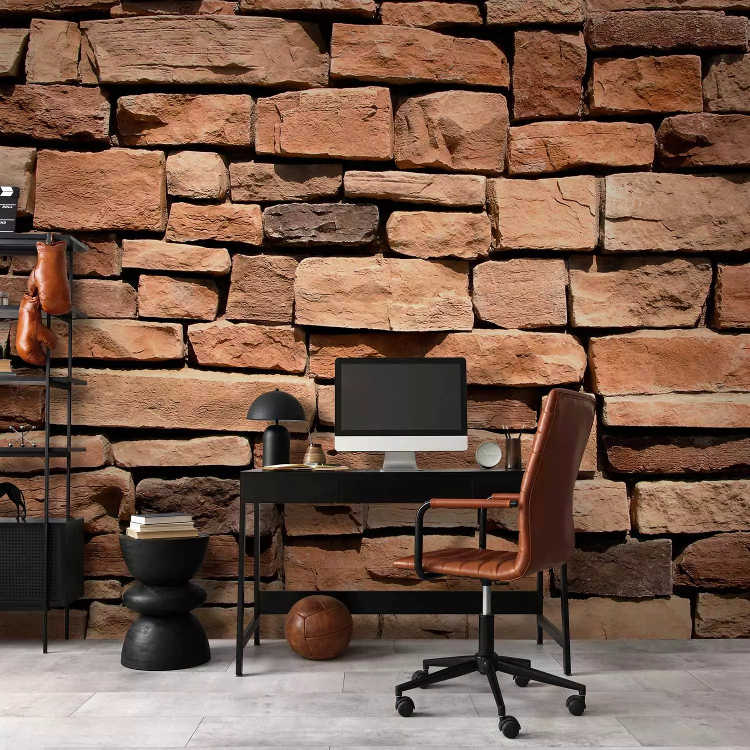 Wall Mural Uneven Brick - Background with Uneven Brick Wall Design in 3D Effect