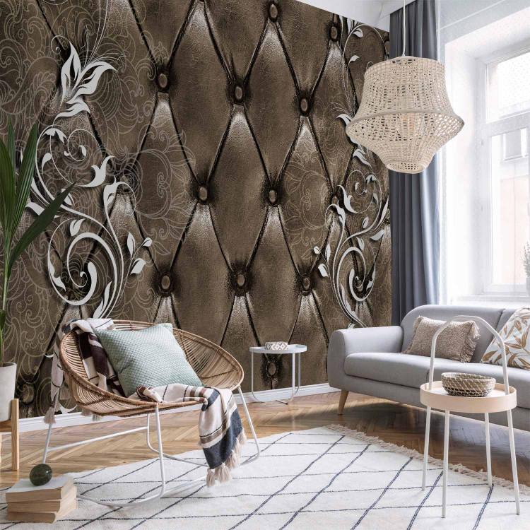 Wall Mural Distinguished Motif - Background with Leather Quilting and Silver Designs