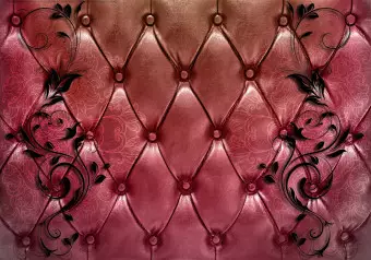 Wall Mural Red Majesty - Leather-textured Fabric with Designs Wallpaper Cropper