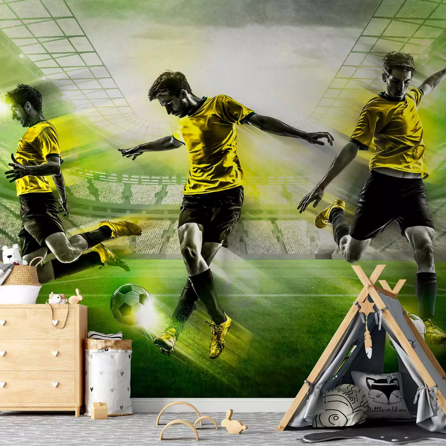 Wall Mural Football Match - Men playing football on a stadium for a teenager