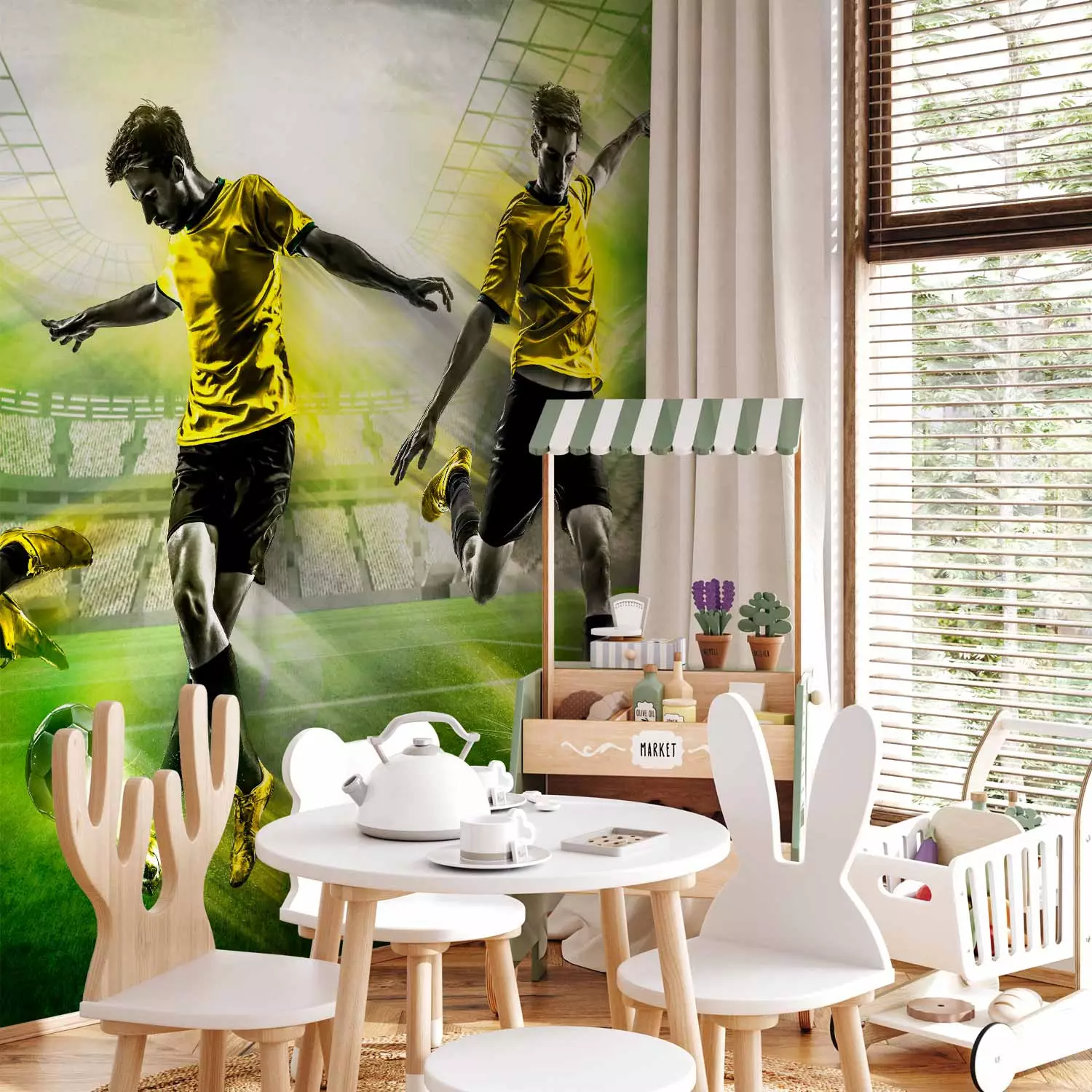 Wall Mural Football Match - Men playing football on a stadium for a teenager