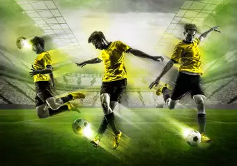 Wall Mural Football Match - Men playing football on a stadium for a teenager Wallpaper Cropper