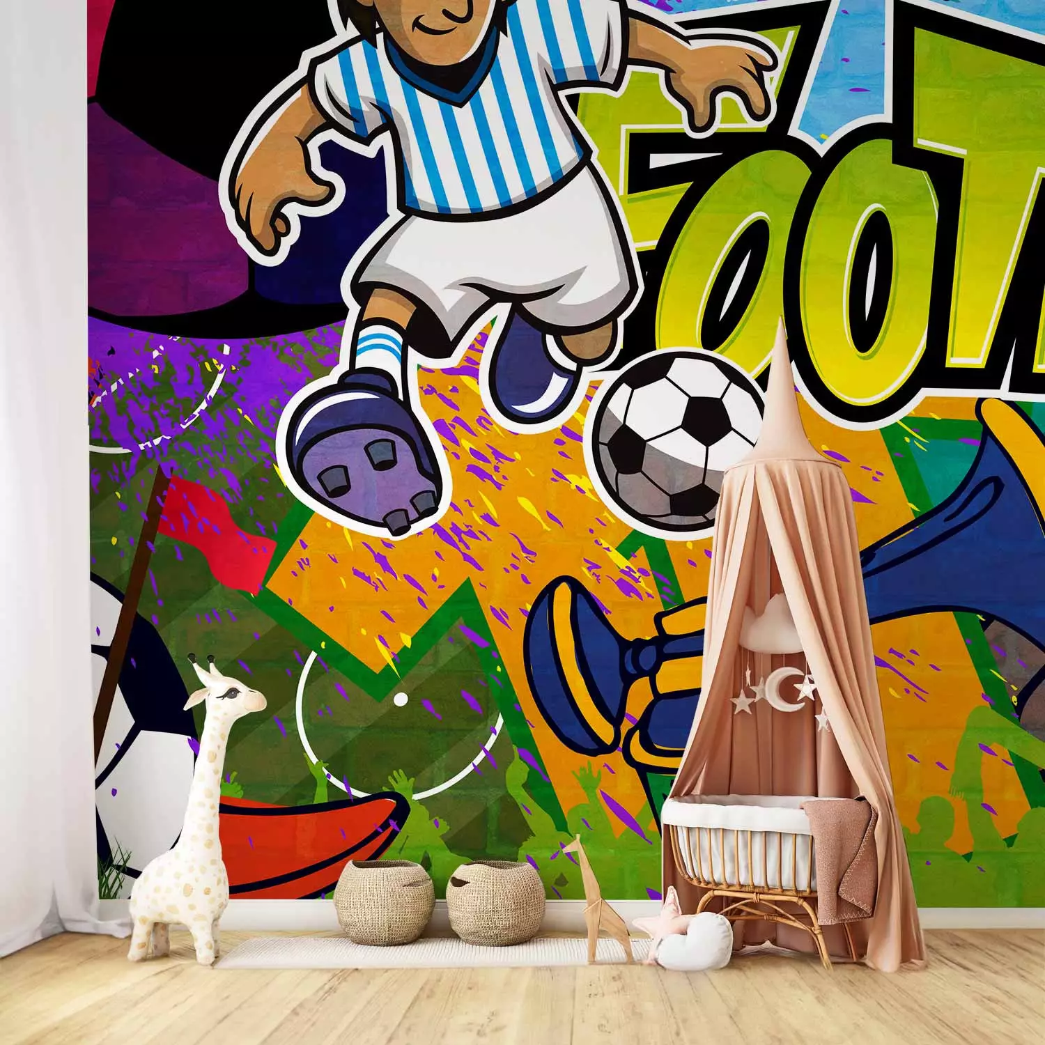 Wall Mural Football Championship - Colorful graffiti about football with a caption