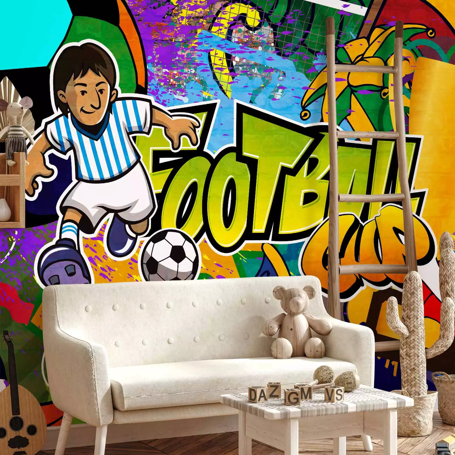 Wall Mural Football Championship - Colorful graffiti about football with a caption