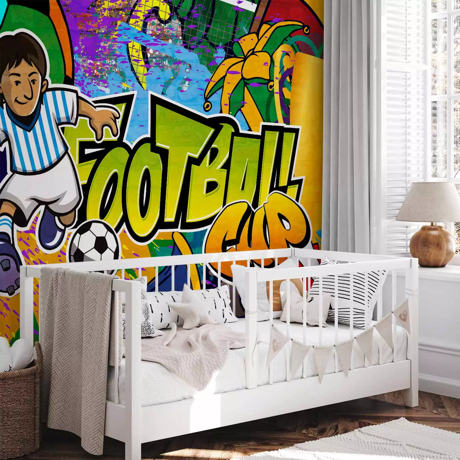 Wall Mural Football Championship - Colorful graffiti about football with a caption
