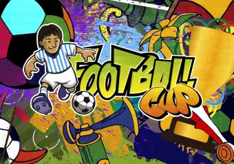 Wall Mural Football Championship - Colorful graffiti about football with a caption Wallpaper Cropper