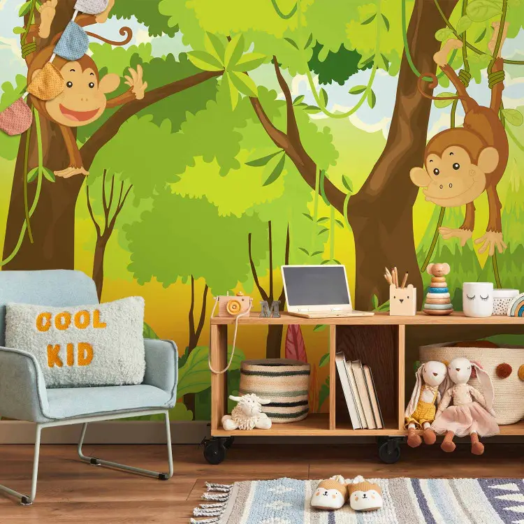 Photo Wallpaper Jungle - monkeys - bimago