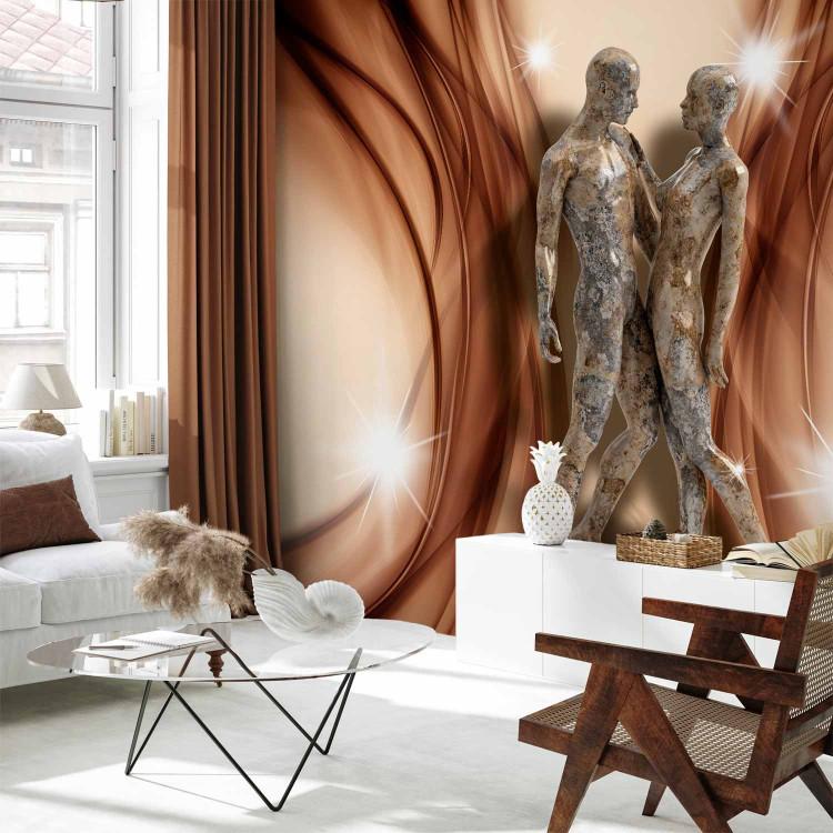 Wall Mural Stone Couple - Sculpture of two figures on a delicate background with a glow