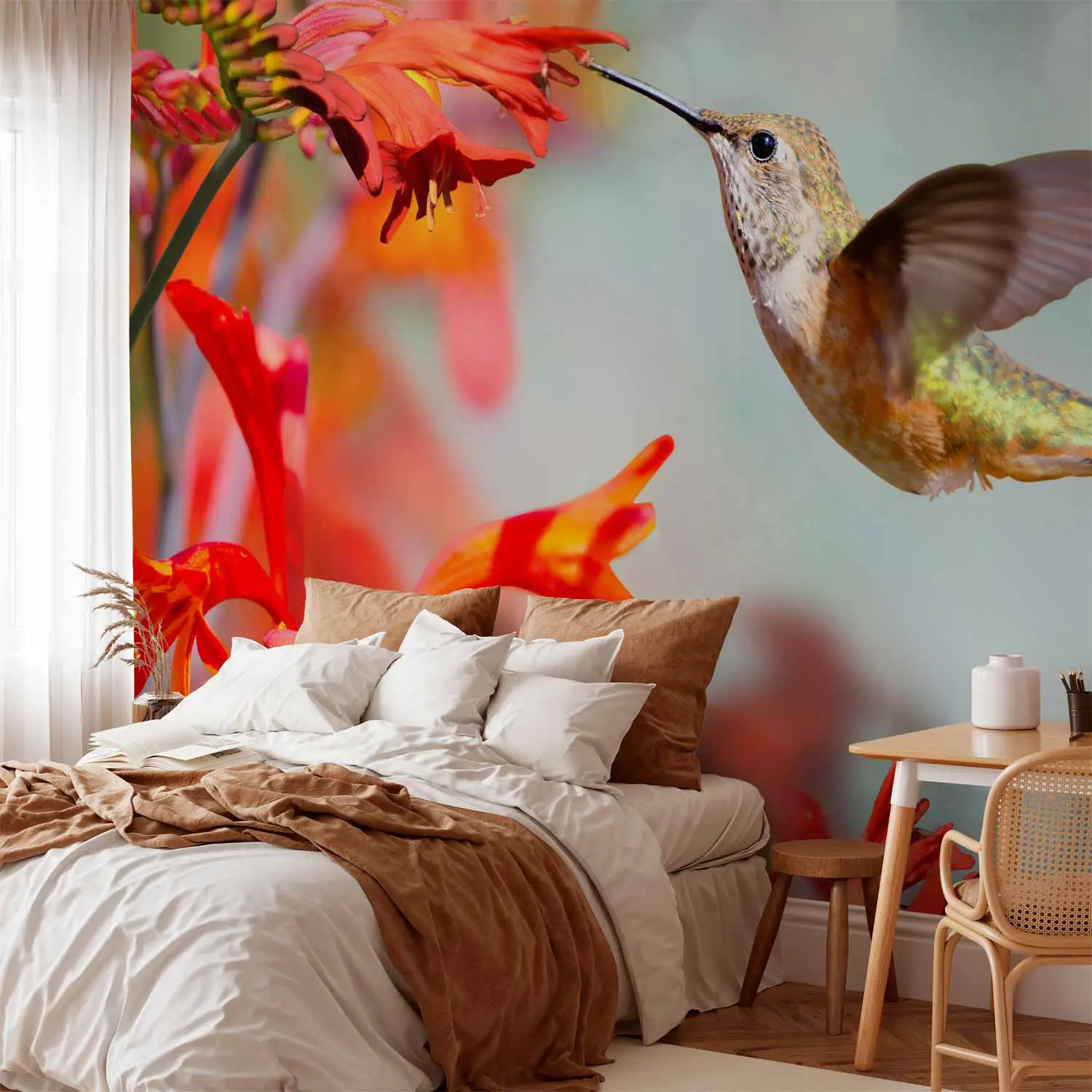 hummingbird and flower wallpaper