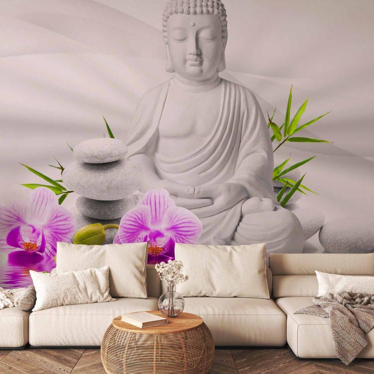 Wall Mural Buddha and pink orchids