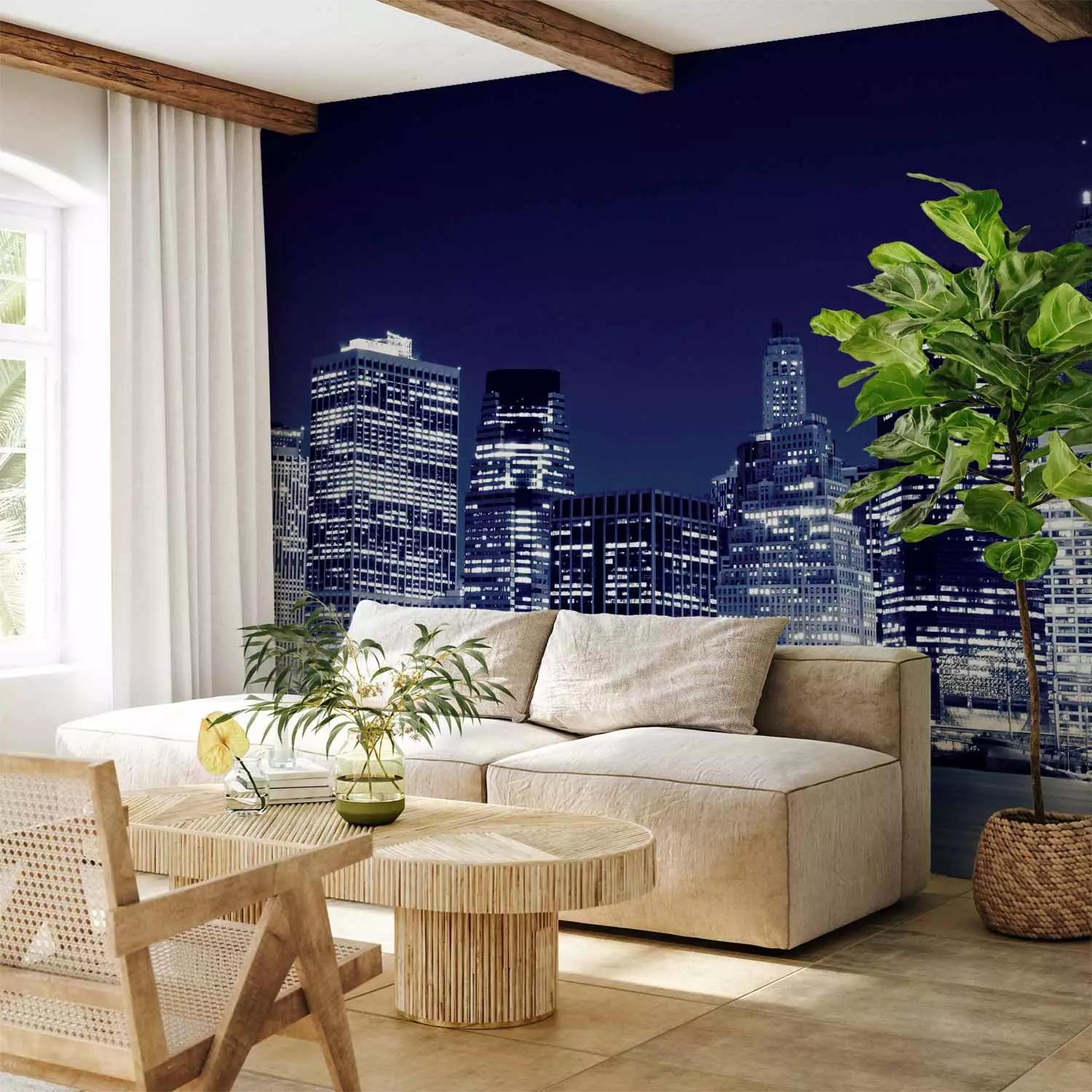 Wall Mural Manhattan skyline at night, New York City