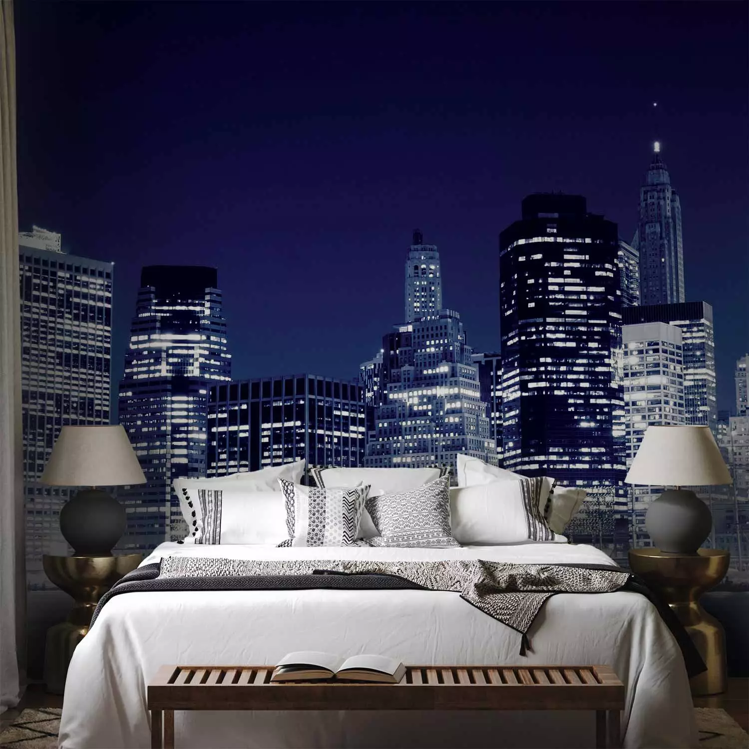 Wall Mural Manhattan skyline at night, New York City