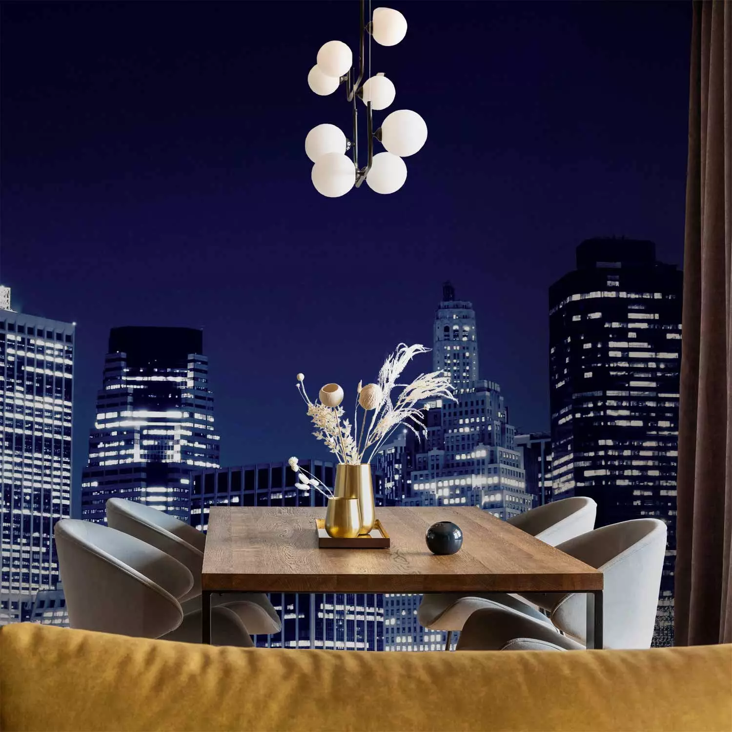 Wall Mural Manhattan skyline at night, New York City