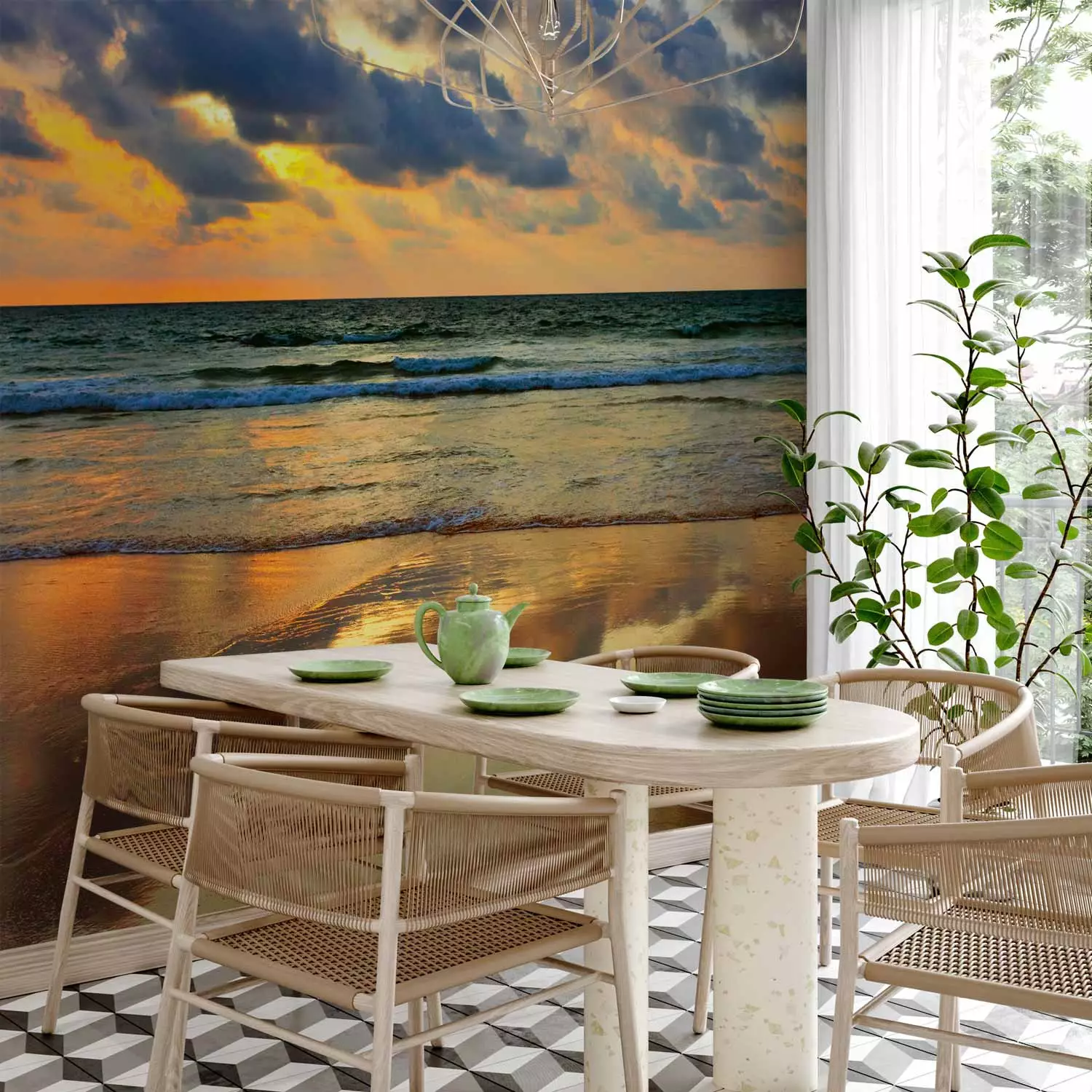 Wall Mural Colorful sunset over the sea