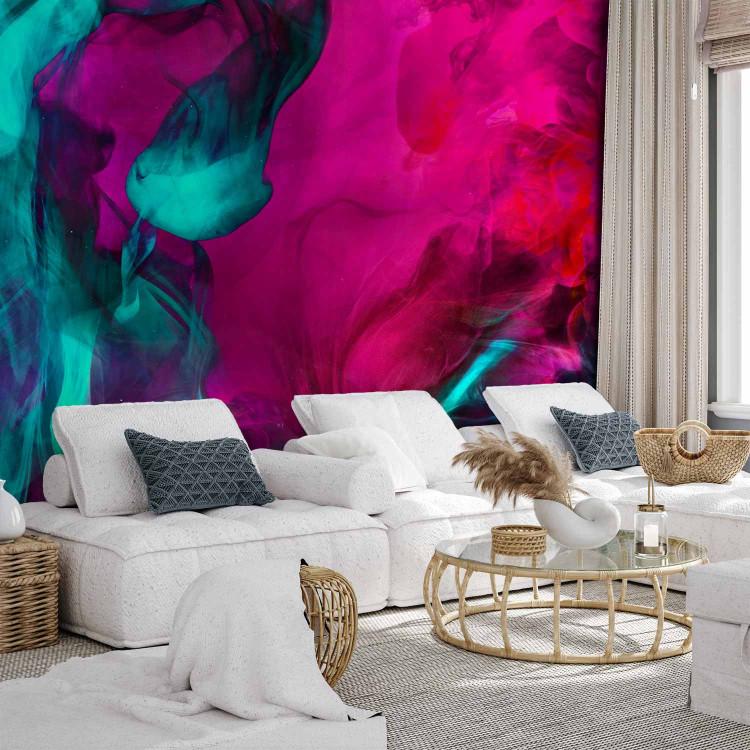 Wall Mural Madness of Colors - Abstract with intermingling colorful flames