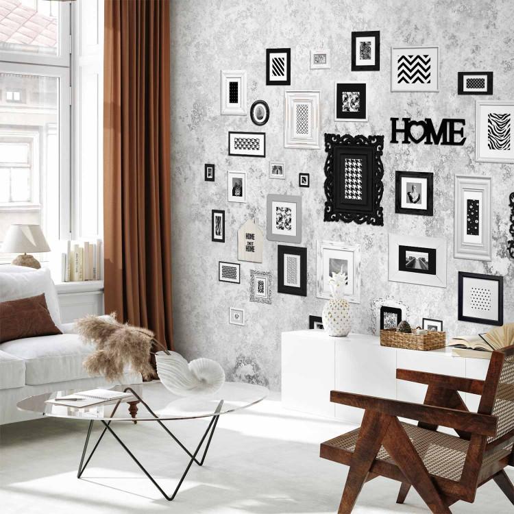 Wall Mural Picture frames II  - various styles and sizes on a background in shades of gray and black