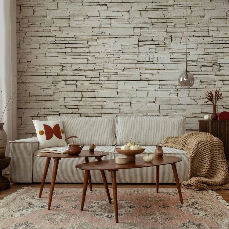 Wall Mural White brick - background with a stone texture in white