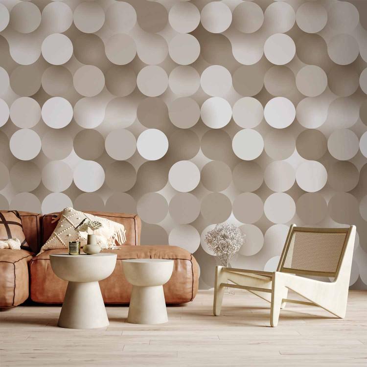 Wall Mural Geometric Fantasy - network pattern background with white and gold circles