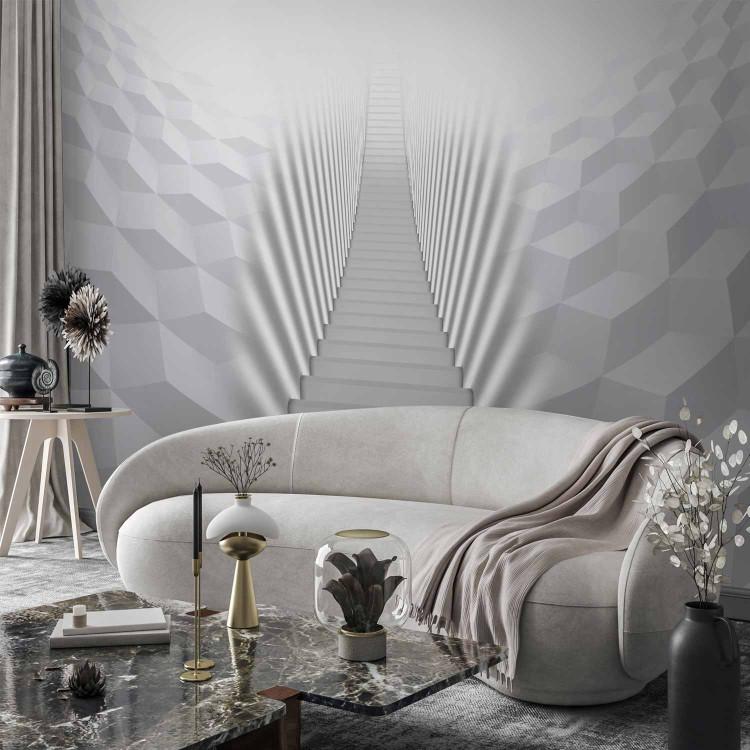 Wall Mural Modern Architecture - narrow white stairs in a white space