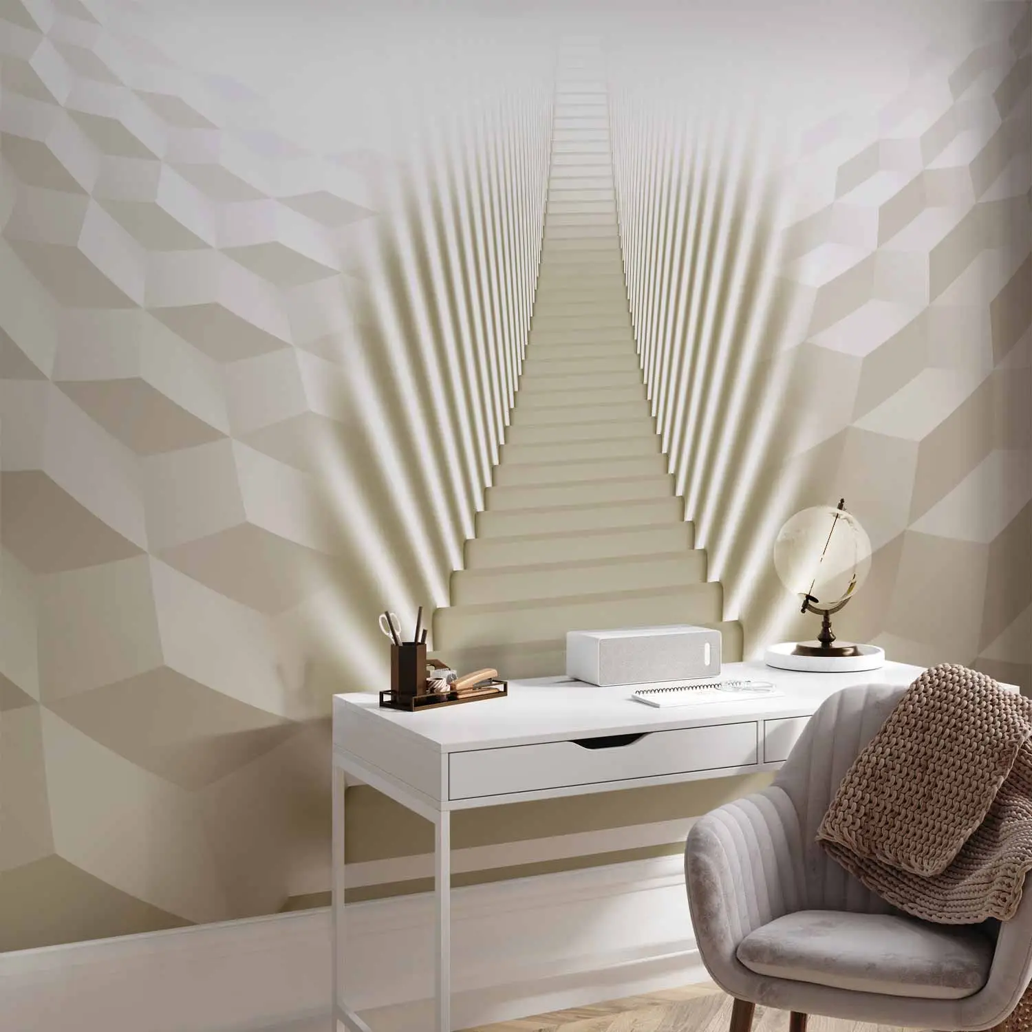 Stair 3d Wall Design Ideas Abstract Geometric Colorful 3d Render
