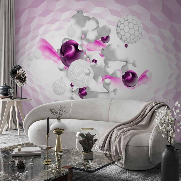 Wall Mural Colour race pink - geometric elements in white space