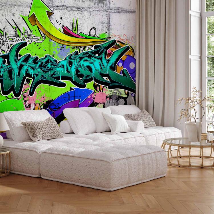 Wall Mural Artistic city colours - graffiti on concrete background for a teenager
