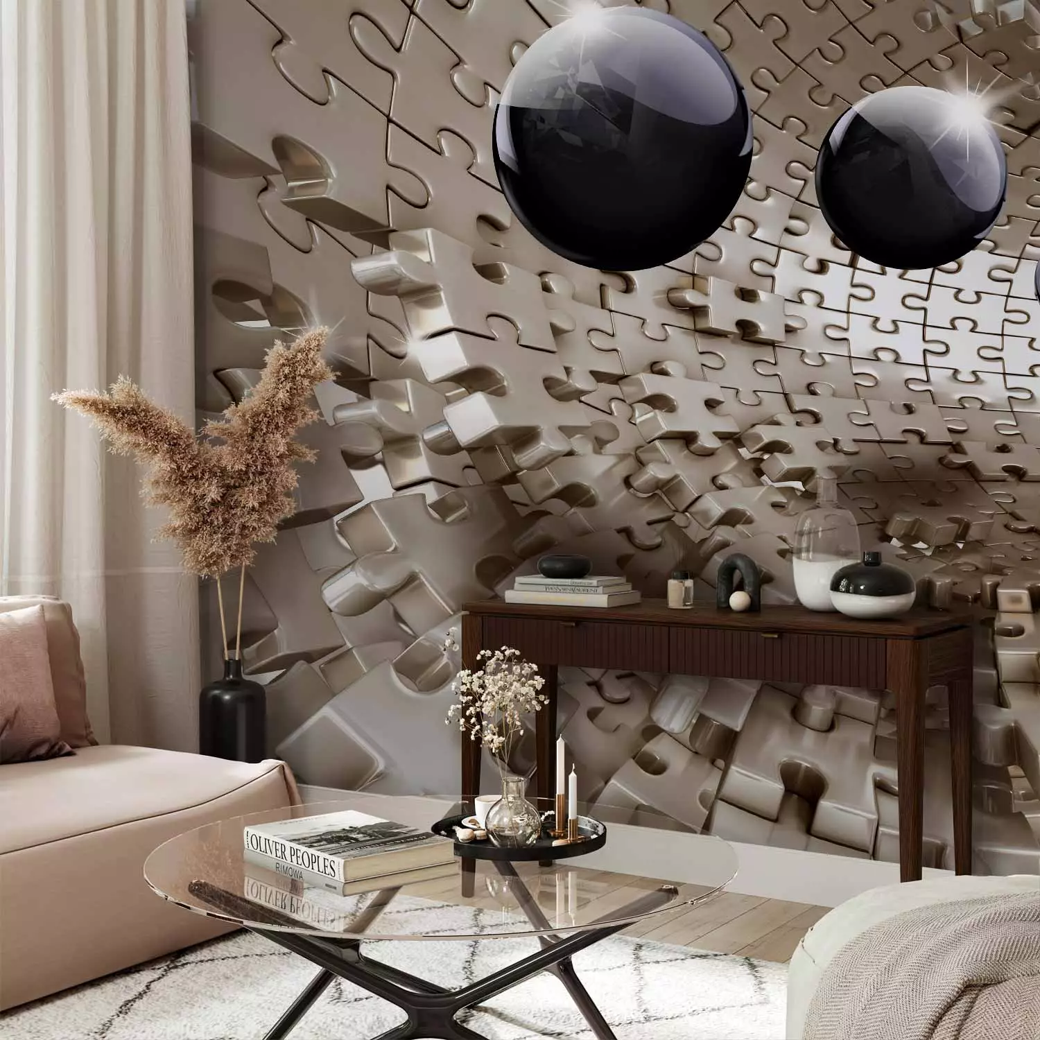 Wall Mural Golden Jigsaw