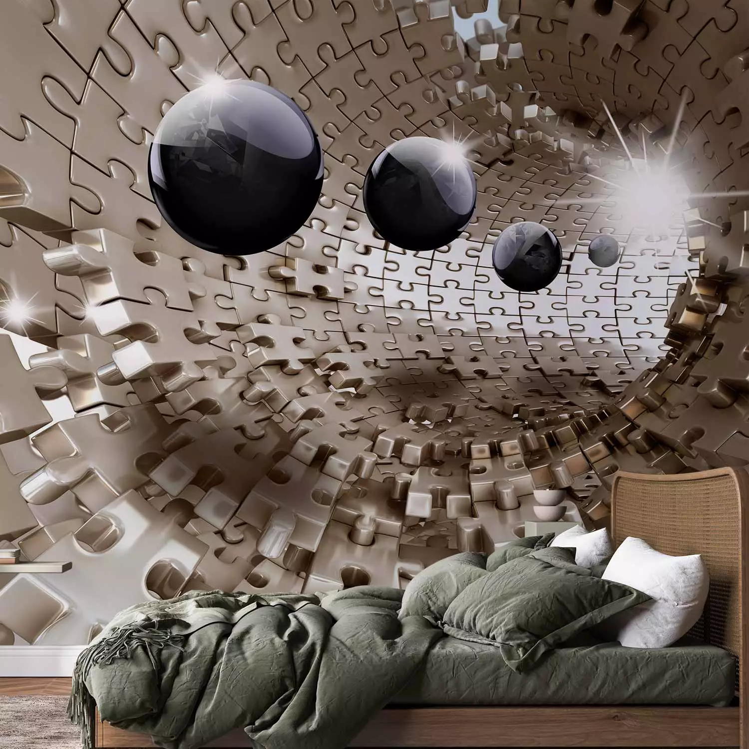 Wall Mural Golden Jigsaw