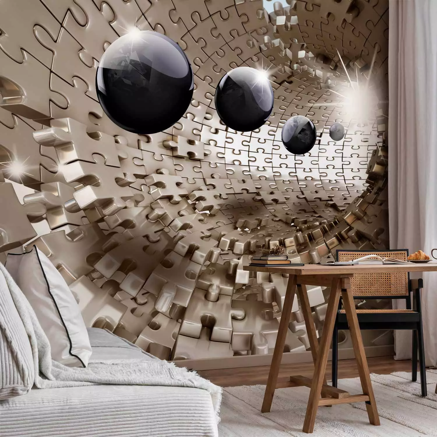 Wall Mural Golden Jigsaw