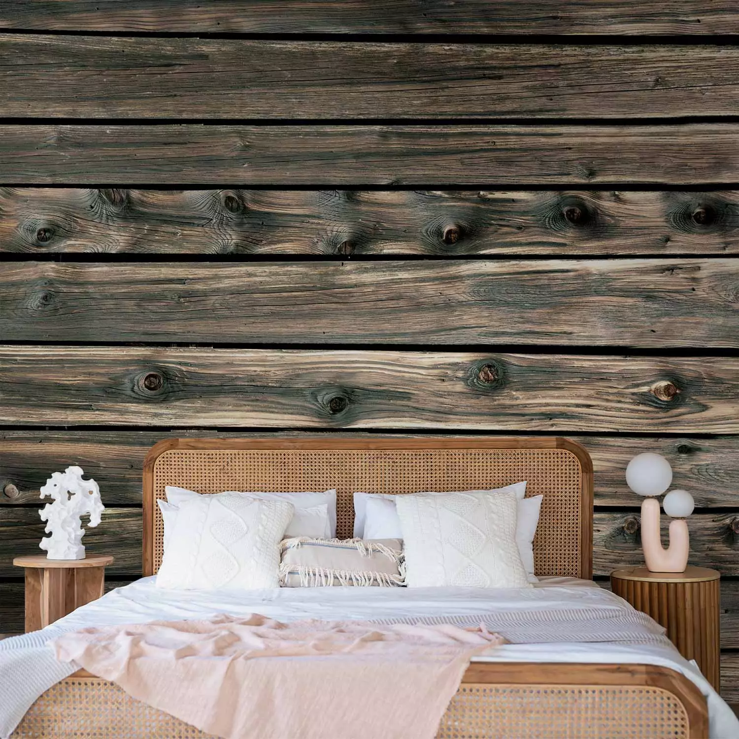 Photo Wallpaper Rustic boards - background in cool grey wood pattern